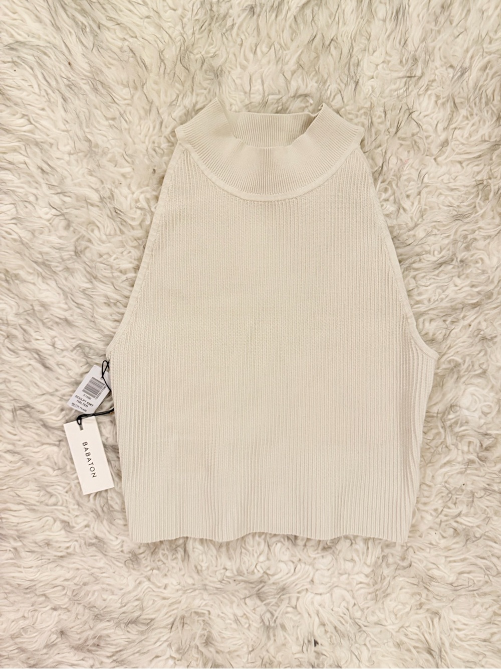 Sculpt Knit Mockneck Halter Top - Matte Pearl